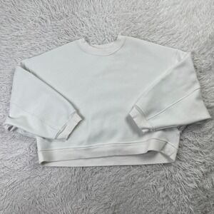Lululemon Sweater Womens Large White Softstreme Perfectly Oversized Cropped Crew